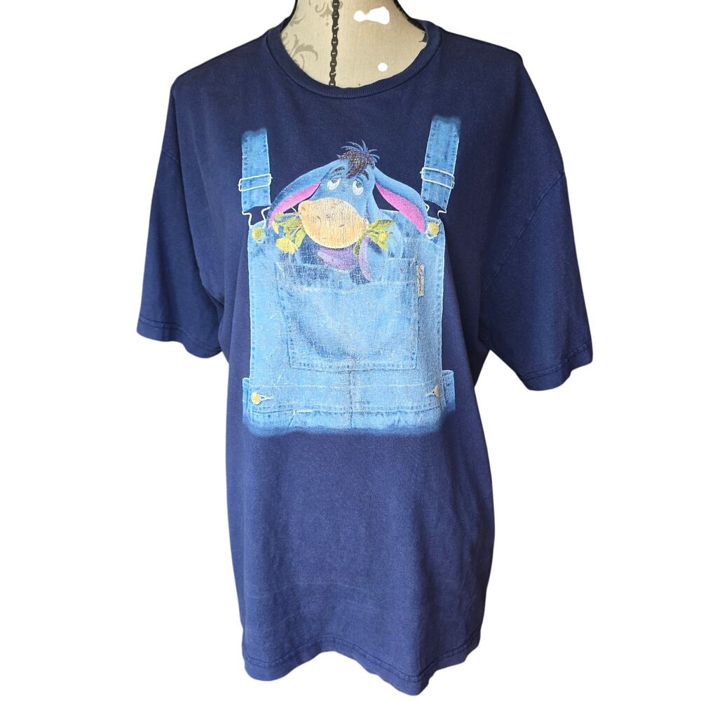 Vintage Y2k Eeyore Pooh T-Shirt Navy Blue Size XL